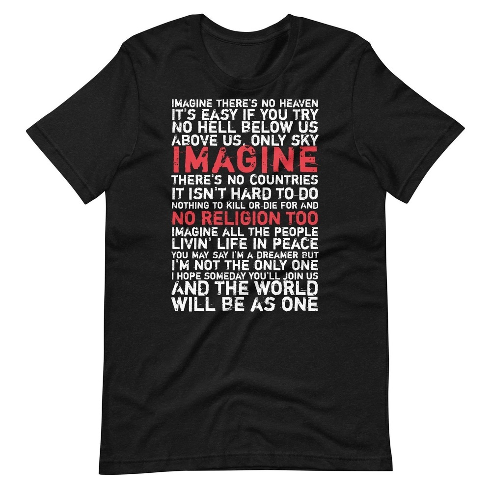 Imagine Lennon Unisex T-Shirt Lyrics Black